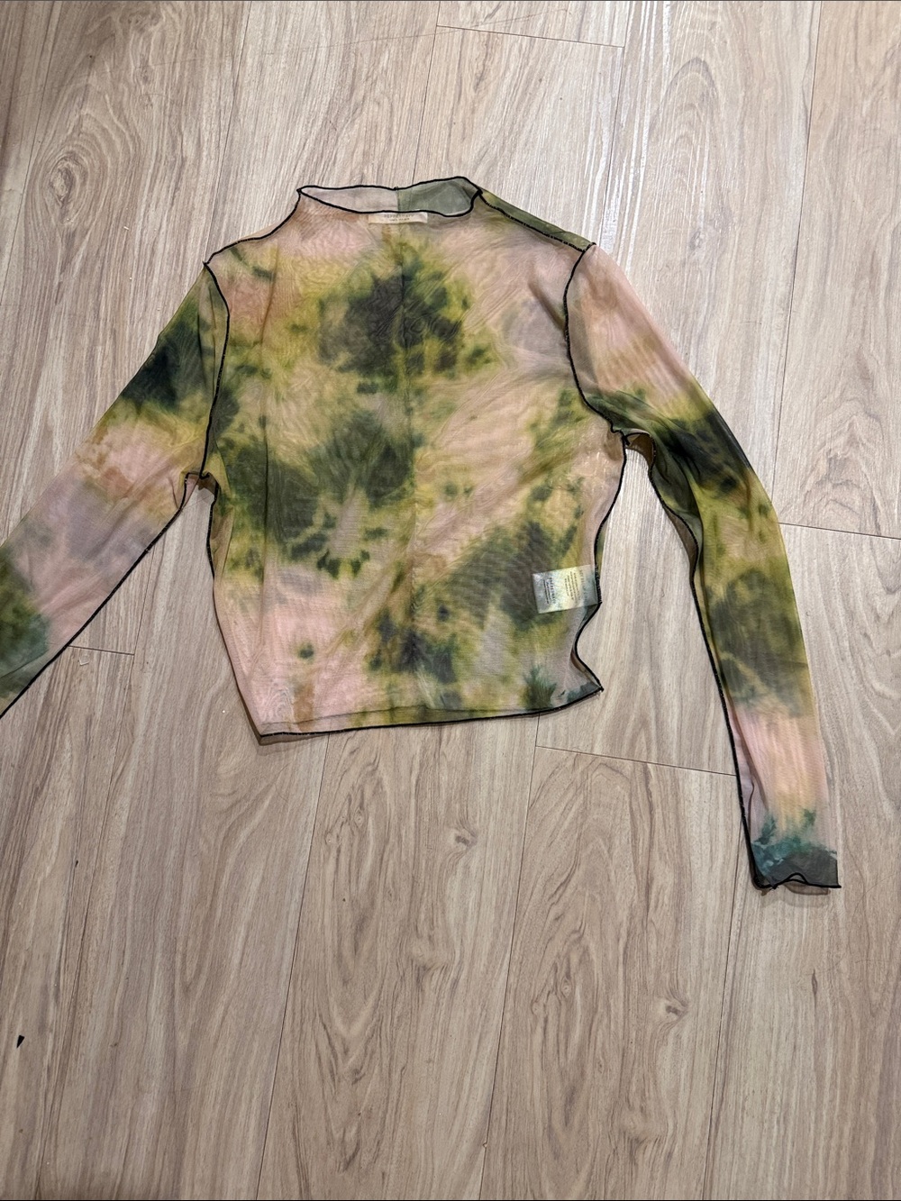 Peppermayo Pink & Olive Tie-Dye Mesh Long Sleeve Top, size 6 (never worn!!)